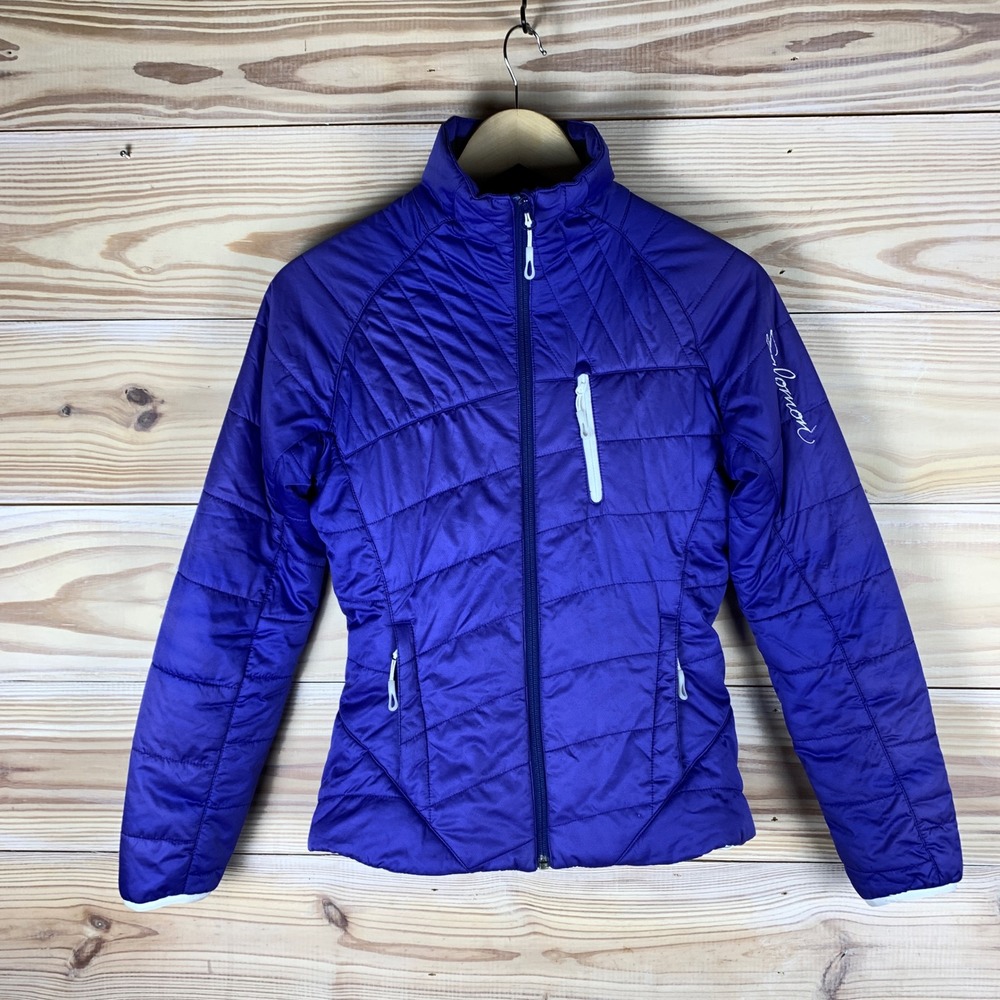 Salomon Puffer Jacket Womens XS Purple Quilted Full Zip Lightweight   Ski Coat